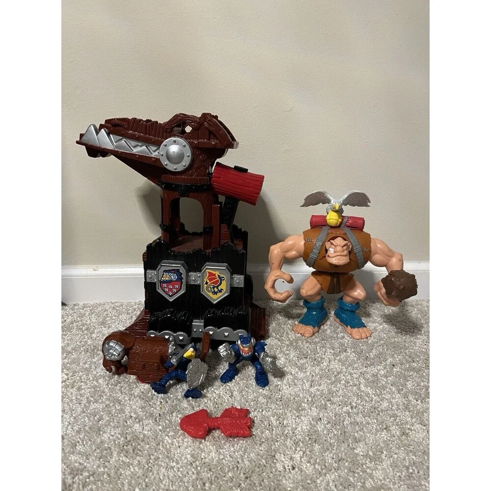 Vtg Fisher Price Great Adventures Dragon Tower & Giant Sets w/ Figures